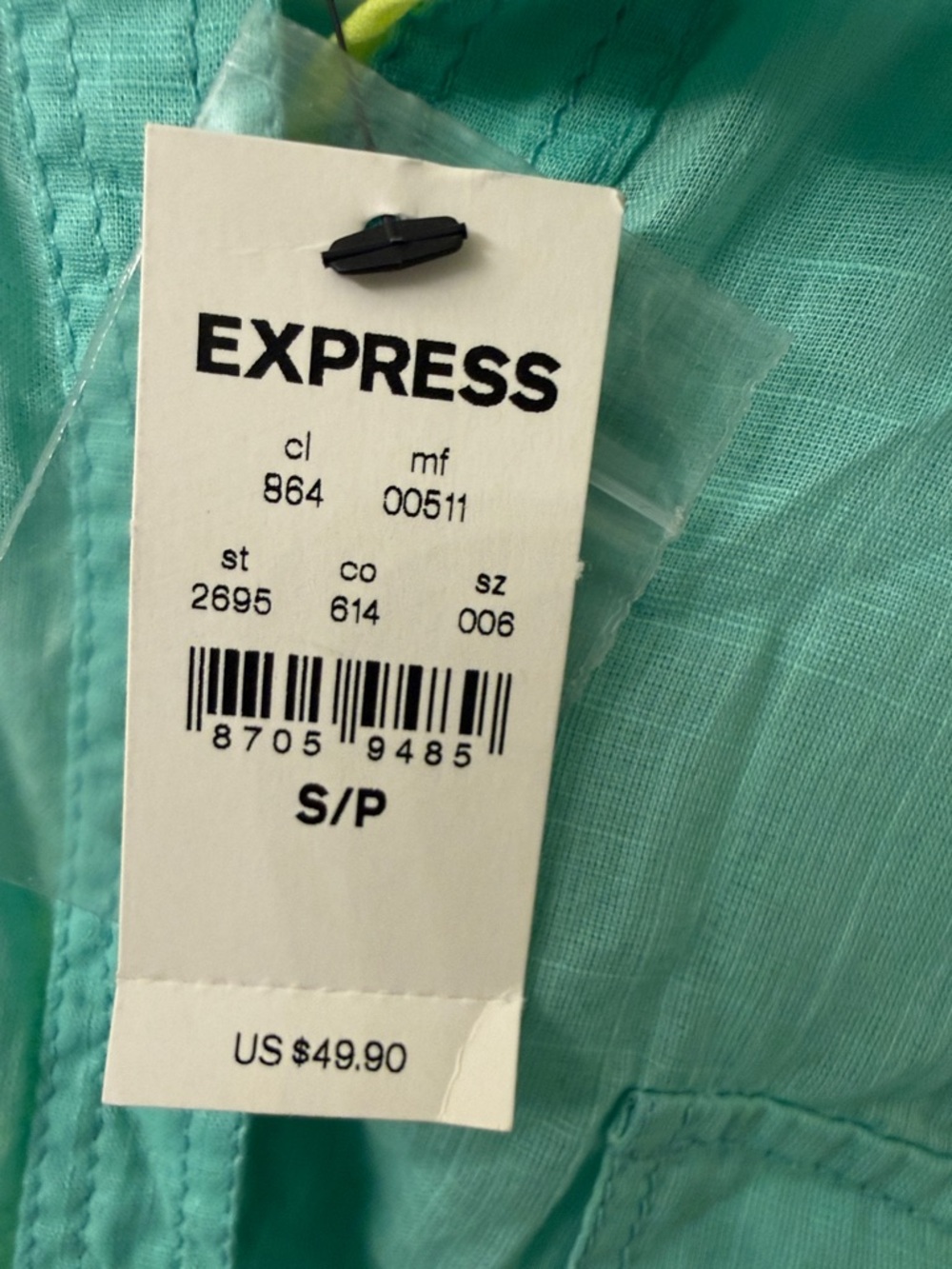 Express Turquoise Button-Up Shirt with Chest Pockets - Picture 3 of 7